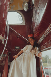 JOUET CROCHET TOP SATIN GOWN